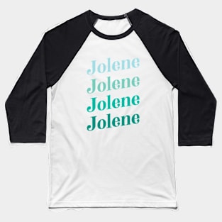 Jolene Retro Boho Typography Design in Vintage Teal Color Combo Baseball T-Shirt